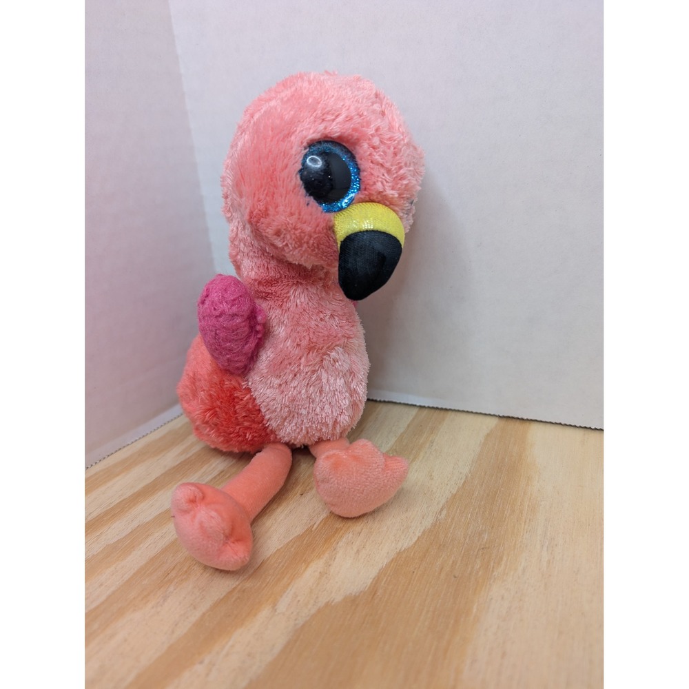 Ty Beanie Boos Gilda the‎ Flamingo Pink Plush Stuffed Animal 8 inch Glitter Eyes